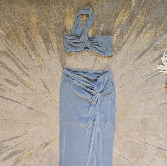 2 piece Light Blue Resort wear Dress - Picture 2 of 11